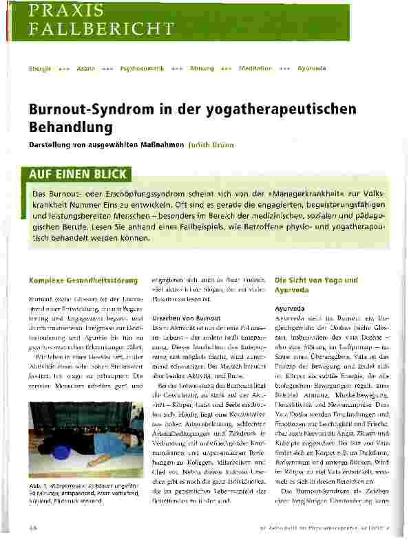 Vorschauseite 1: Burnout-Syndrom in der yogatherapeutischen Behandlung