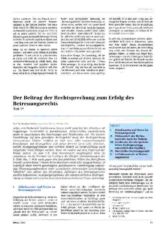 Vorschauseite 1: Der Beitrag der Rechtsprechung zum Erfolg des Betreuungsrechts Teil 1