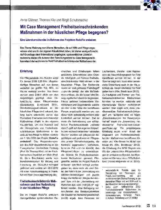 Vorschauseite 1: Mit Gase Management Freiheitseinschränkenden Maßnahmen in der häuslichen Pflege begegnen?