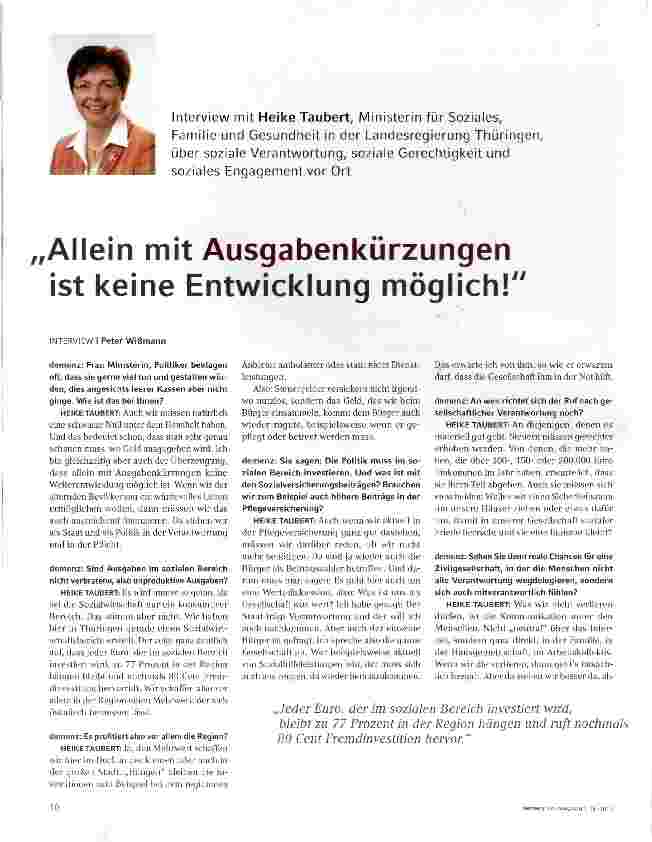 Vorschauseite 1: Allein mit Ausgabenkürzungen ist keine Entwicklung möglich!