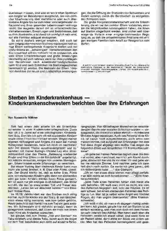 Vorschauseite 1: Sterben im Krankenhaus - Kinderkrankenschwestern berichten über ihre Erfahrungen