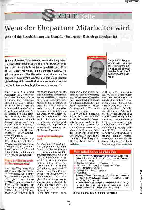Vorschauseite 1: Wenn der Ehepartner Mitarbeiter wird