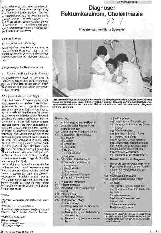 Vorschauseite 1: Diagnose: Rektumkarzinom, Cholelithiasis