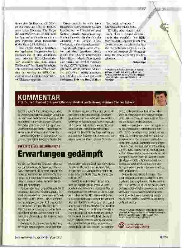 Vorschauseite 2: KARDIOVASKULÄRE PRÄVENTIONIst HDL-Cholesterin überhaupt protektiv wirksam?