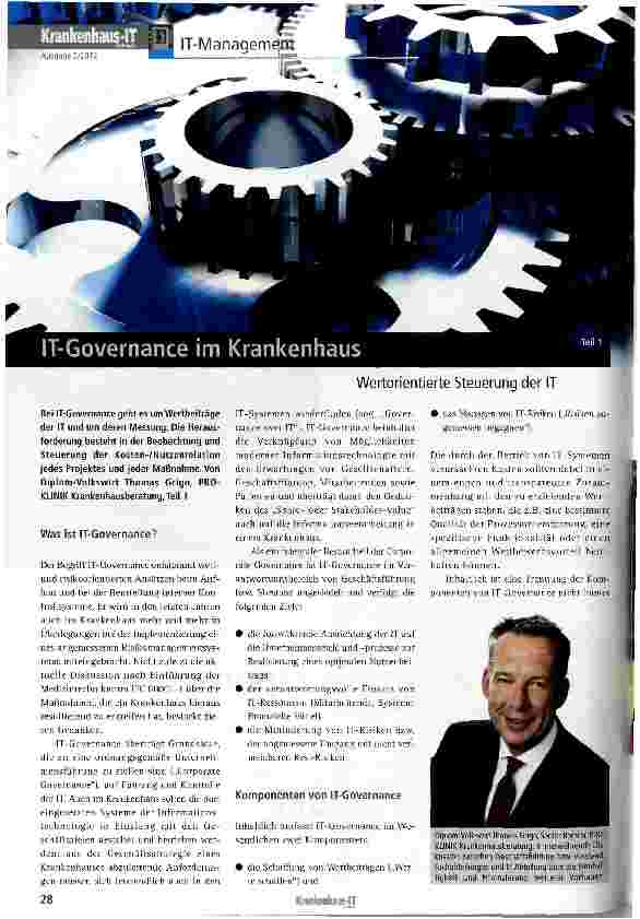 Vorschauseite 1: IT-Governance im Krankenhaus