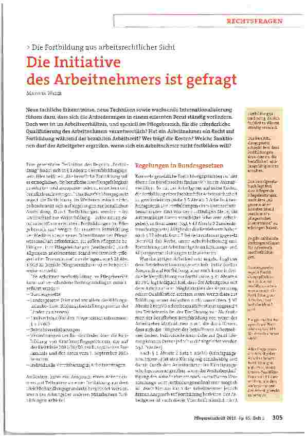 Vorschauseite 1: Die Initiative des Arbeitnehmers ist gefragt