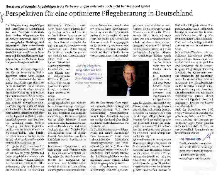Vorschauseite 1: Perspektiven für eine optimierte Pflegeberatung in Deutschland