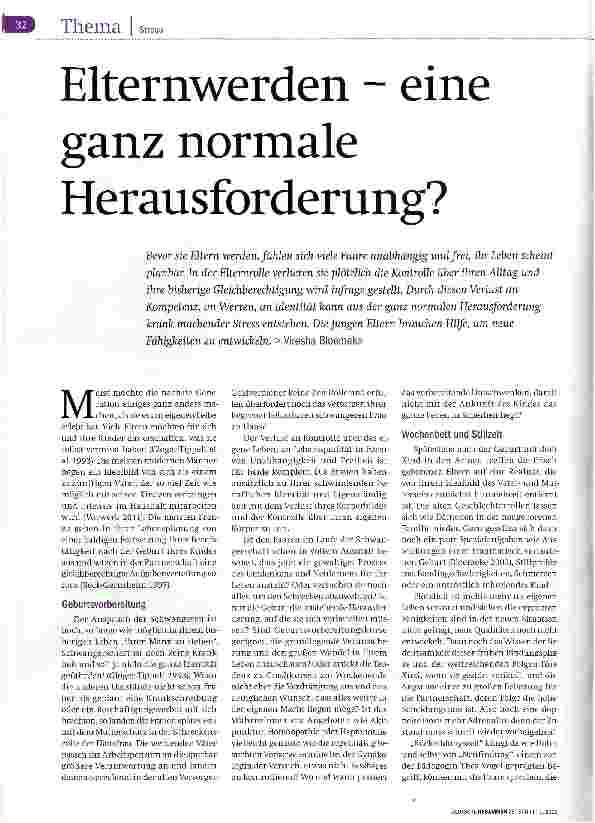 Vorschauseite 1: Elternwerden - eine ganz normale Herausforderung?