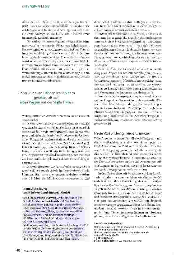 Vorschauseite 3: Intensivschwester in drei Jahren