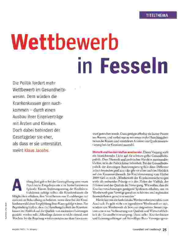 Vorschauseite 1: Wettbewerb in Fesseln