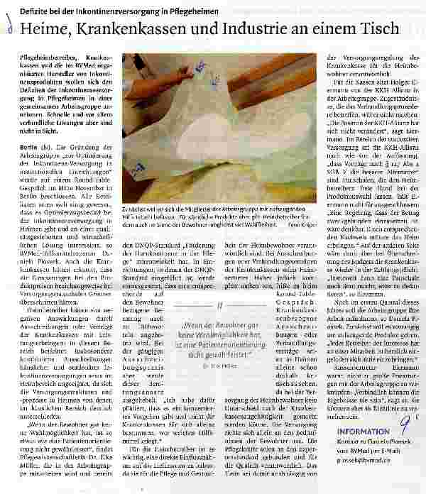 Vorschauseite 1: Heime, Krankenkassen und Industrie an einem Tisch