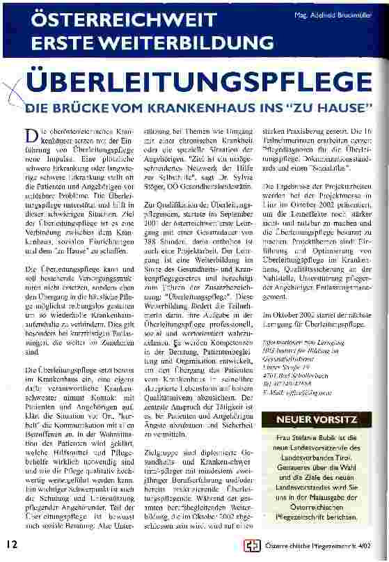 Vorschauseite 1: Überleitungspflege Die Brücke vom Krankenhaus ins Zu Hause