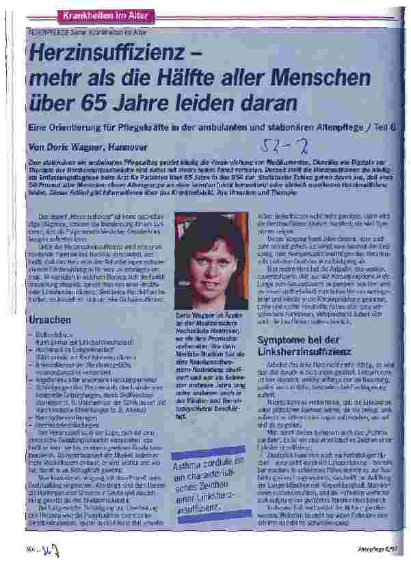 Vorschauseite 1: Herzinsuffizienz - mehr als die Hälfte aller Menschen über 65 Jahren leiden daran