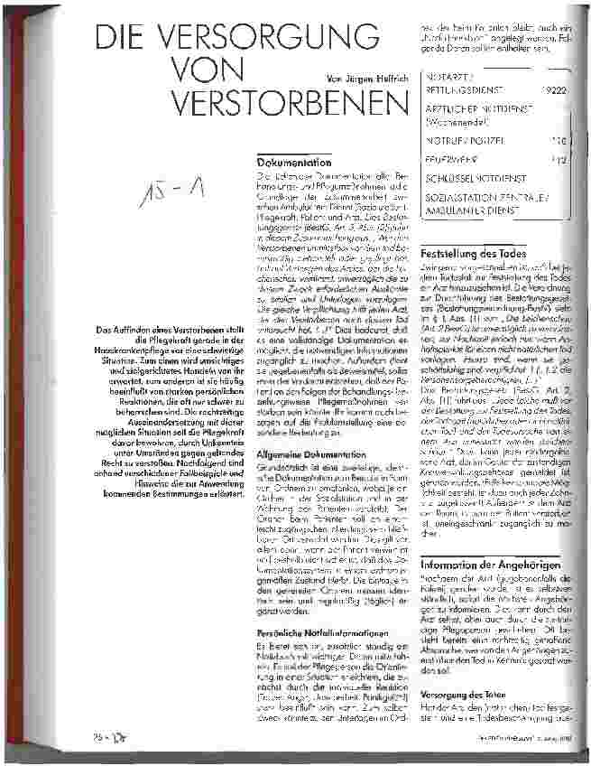 Vorschauseite 1: Die Versorgung von Verstorbenen