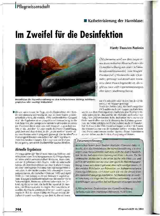 Vorschauseite 1: Im Zweifel für die Desinfektion