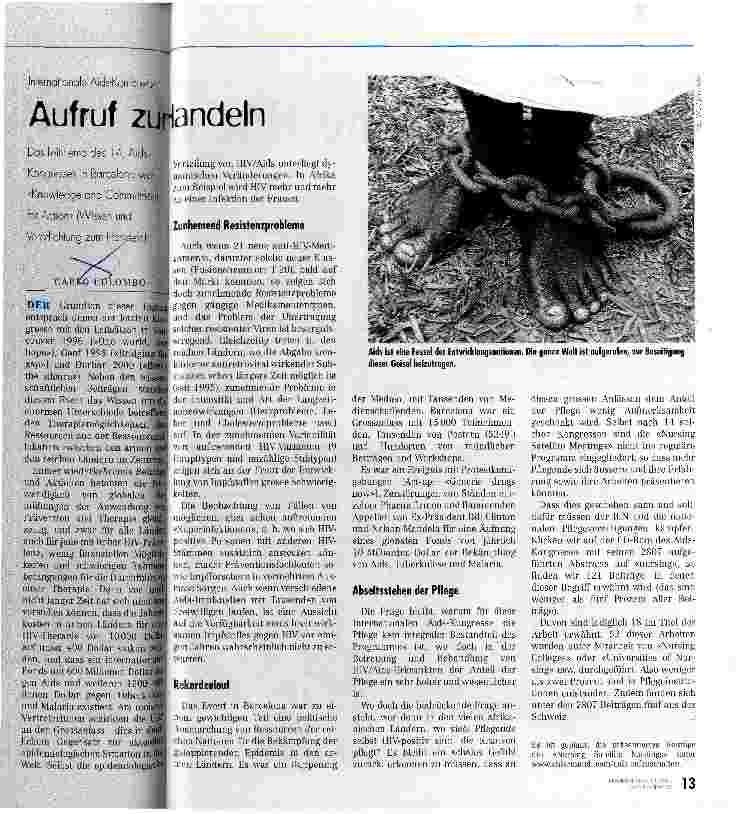 Vorschauseite 1: Aufruf zum Handeln Internationale Aids-Konferenz