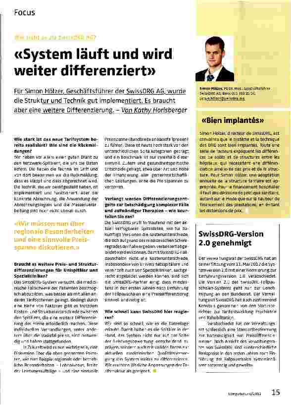 Vorschauseite 1: «System läuft und wird weiter differenziert»