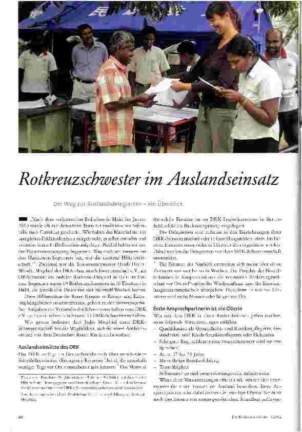 Vorschauseite 1: Rotkreuzschwester im AuslandseinsatDer Weg zur Auslandsdelegierten - ein Überblick