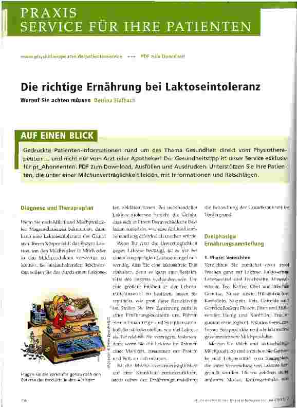 Vorschauseite 1: Die richtige Ernährung bei Laktoseintoleranz