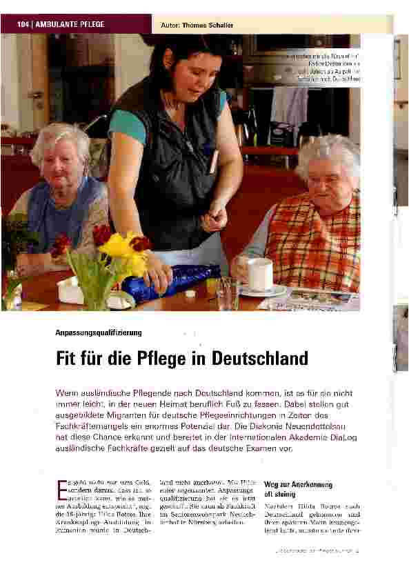 Vorschauseite 1: AnpassungsqualifizierungFit für die Pflege in Deutschland