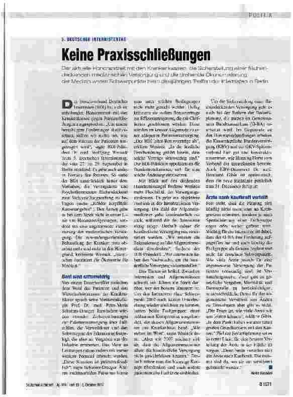 Vorschauseite 1: Keine Praxisschließungen