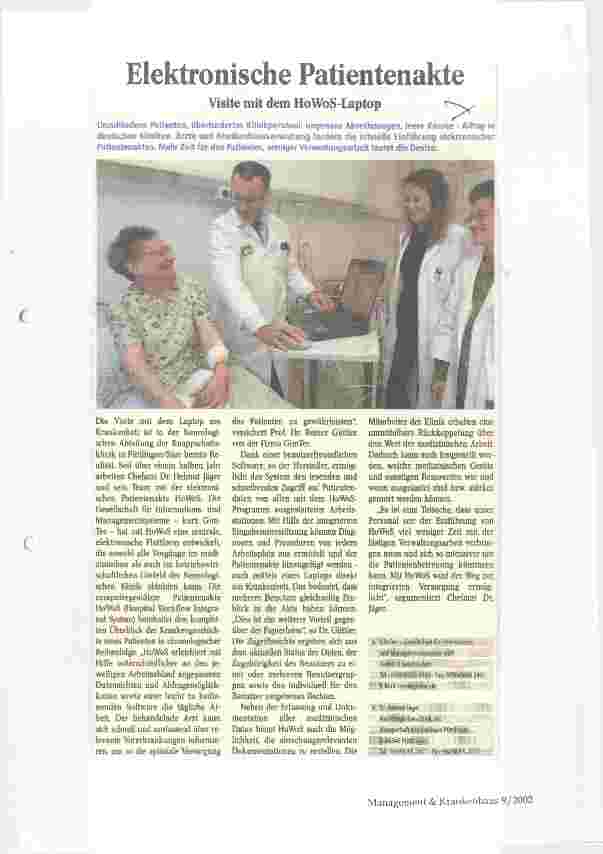 Vorschauseite 1: Elektronische Patientenakte Visite mit dem HoWoS-Laptop
