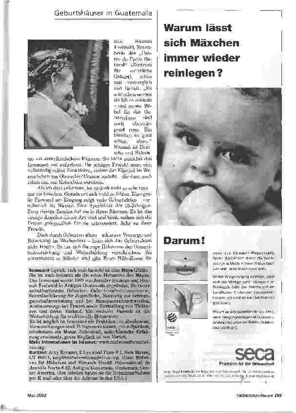 Vorschauseite 3: VERHÜTUNG UND ERSTE HILFE GEBURTSHÄUSER IN GUATEMALA
