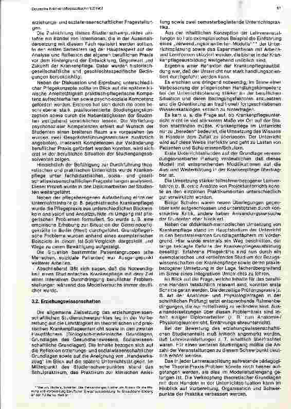 Vorschauseite 3: Modellstudiengang Lehrkräfte der Kranken u. Kinderkrankenpflege an der Uni Berlin // 3 Jahre Modellstudiengang: Rückblick und Ausblick