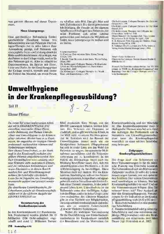 Vorschauseite 1: Umwelthygiene in der Krankenpflegeausbildung? Teil II