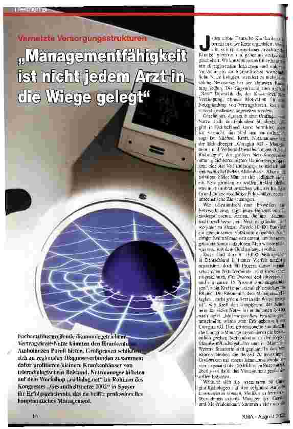 Vorschauseite 1: Managementfähigkeit ist nicht jedem Arzt in die Wiege gelegt