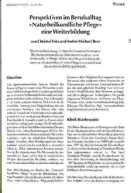 Vorschauseite 1: Perspektiven im Berufsalltag - Naturheilkundliche Pflege - eine Weiterbildung