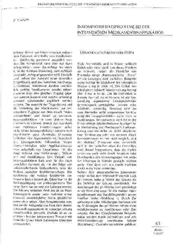Vorschauseite 1: Inkompatibilitätsprobleme bei der intravenösen Medikamentenapplikation