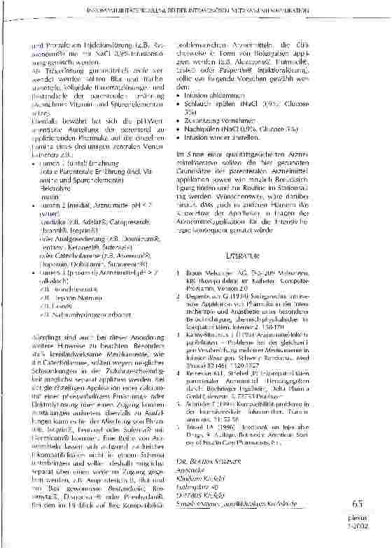 Vorschauseite 3: Inkompatibilitätsprobleme bei der intravenösen Medikamentenapplikation