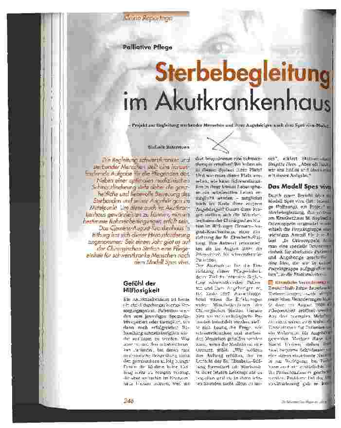 Vorschauseite 1: Sterbebegleitung im Akutkrankenhaus