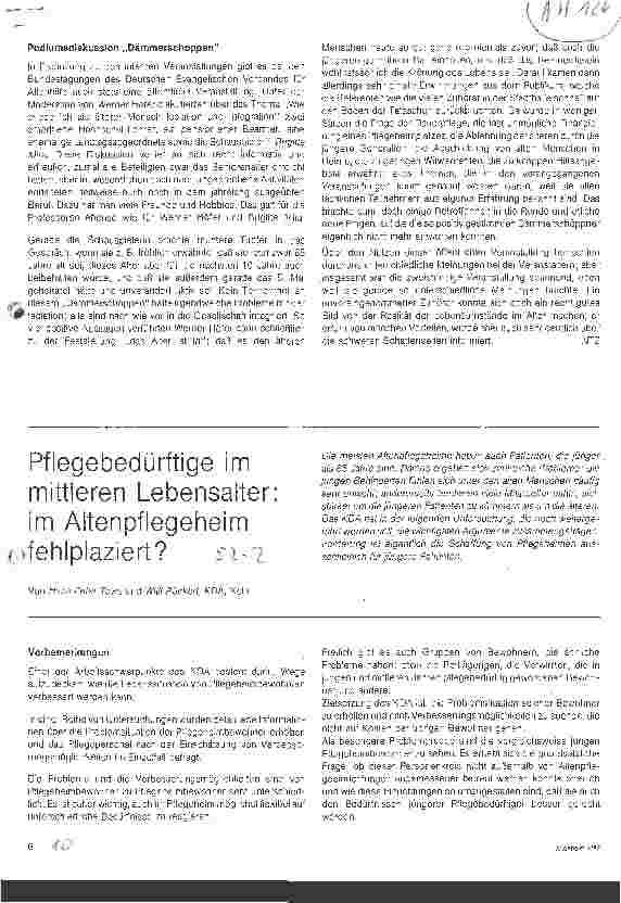 Vorschauseite 4: Alte Menschen zwischen Isolation und Integration / Bundestag des Deutsch. Ev. Verbandes für Altenhilfe vom 10.-12.Nov. 1981