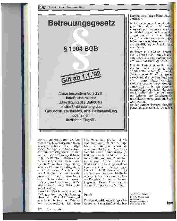 Vorschauseite 2: Die Einwilligung zum ärztlichen Handeln und das Betreuungsgesetz