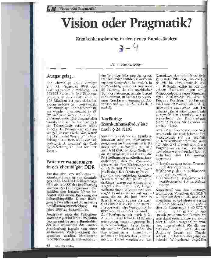 Vorschauseite 1: Vision oder Pragmatik? Krankenhausplanung in den neuen Bundesländern