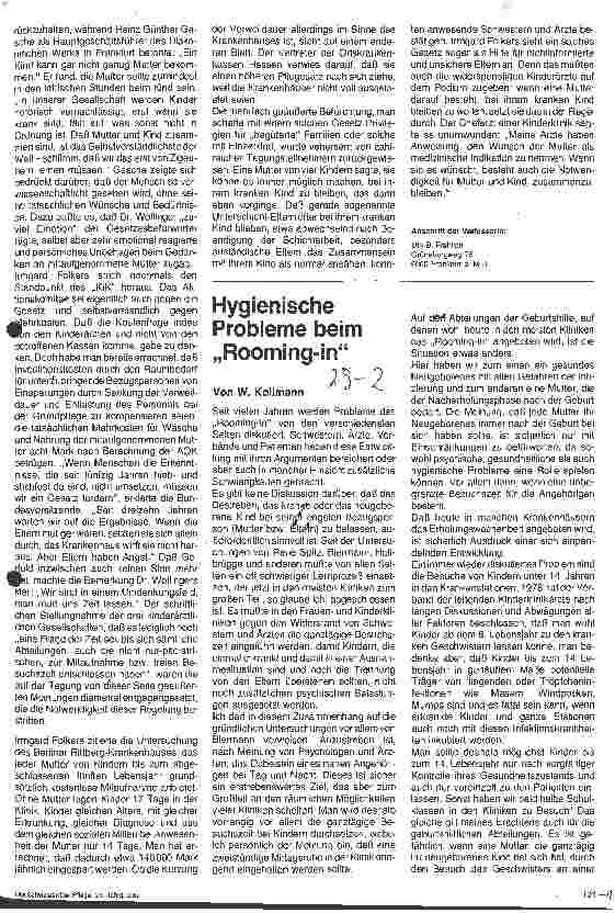 Vorschauseite 1: Hygienische Probleme beim Rooming-in