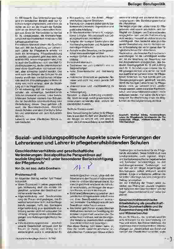 Vorschauseite 3: Tarifpolitische Aspekte und Forderungen der Lehrerinnen und Lehrer in pflegeberufsbildenden Schulen