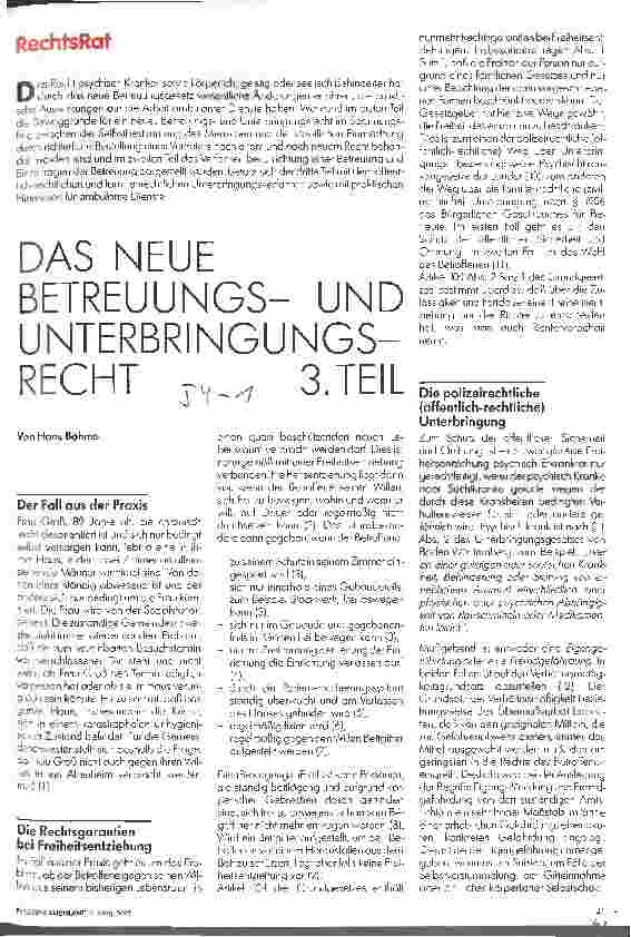 Vorschauseite 1: Das neue Betreuungsund Unterbringungsrecht