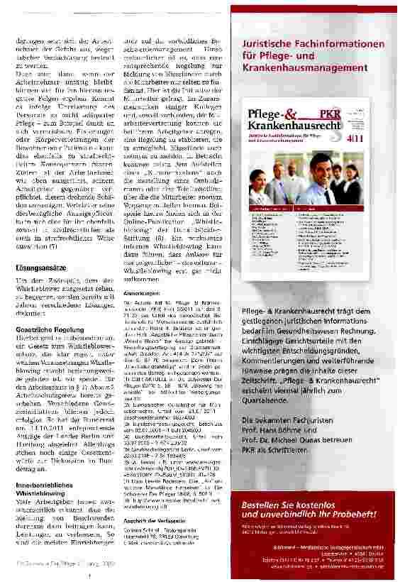 Vorschauseite 4: Anzeigerecht für Pflegekräfte Ist Whistleblowing erlaubt?