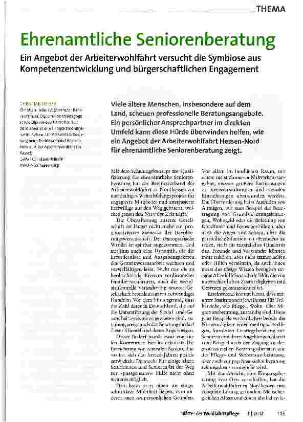 Vorschauseite 1: Ehrenamtliche Seniorenberatung