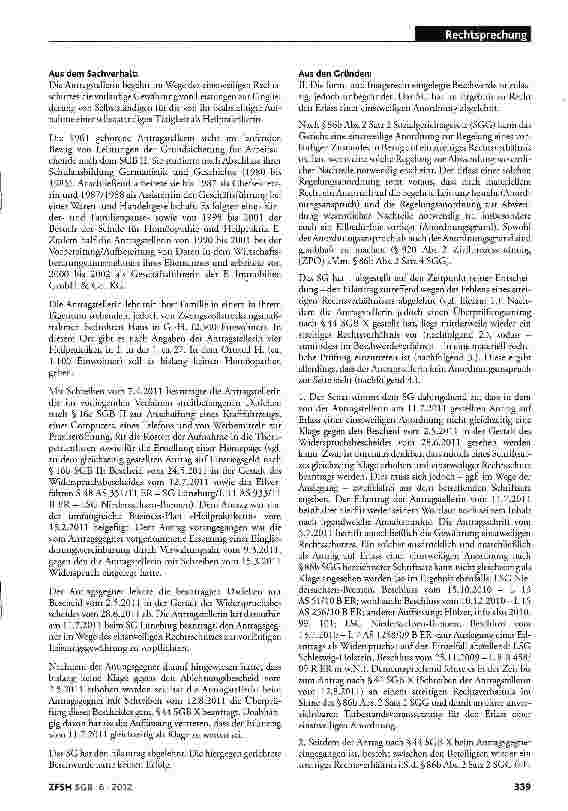 Vorschauseite 2: Auslegung und Umdeutung eines Antrags auf Erlass einer einstweiligen Anordnung als Klage; Streitgegenstand im Zugunstenverfahren *SGBX§44 SCG §§ 86b Abs. 2 Satz 2, 99 Abs. 1 und 2
