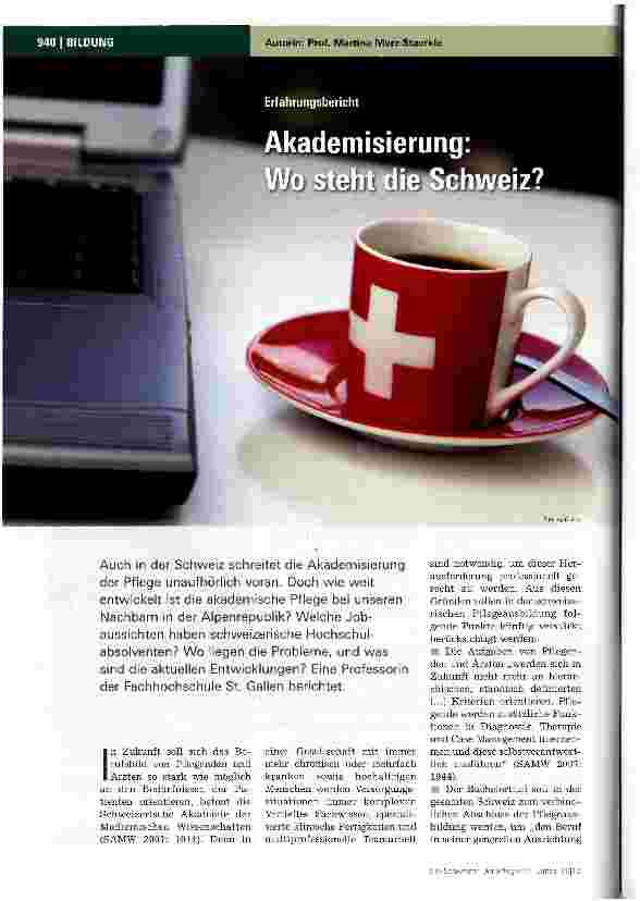 Vorschauseite 1: Akademisierung: Wie steht die Schweiz?