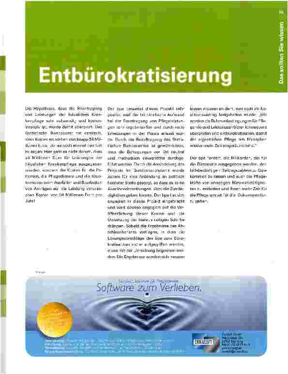 Vorschauseite 3: Entbürokratisierung in der Pflege - es tut sich was
