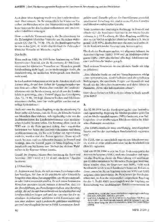 Vorschauseite 2: Die Normenpyramide Bundesrecht, Landesrecht, Berufsordnung und das Ethik-Votum gemäß §230 Medizinproduktegesetz