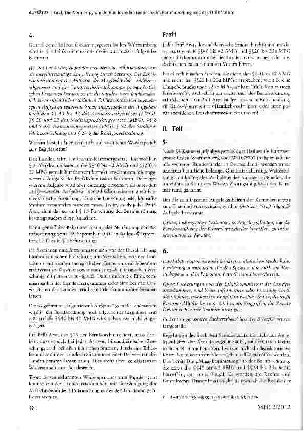 Vorschauseite 4: Die Normenpyramide Bundesrecht, Landesrecht, Berufsordnung und das Ethik-Votum gemäß §230 Medizinproduktegesetz