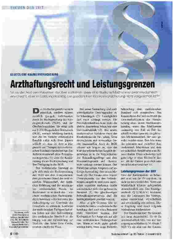 Vorschauseite 1: Arzthaftungsrecht und Leistungsgrenzen