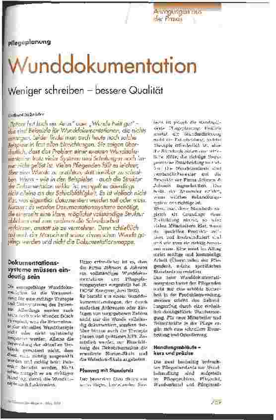 Vorschauseite 1: Wunddokumentation Weniger schreiben - bessere Qualität