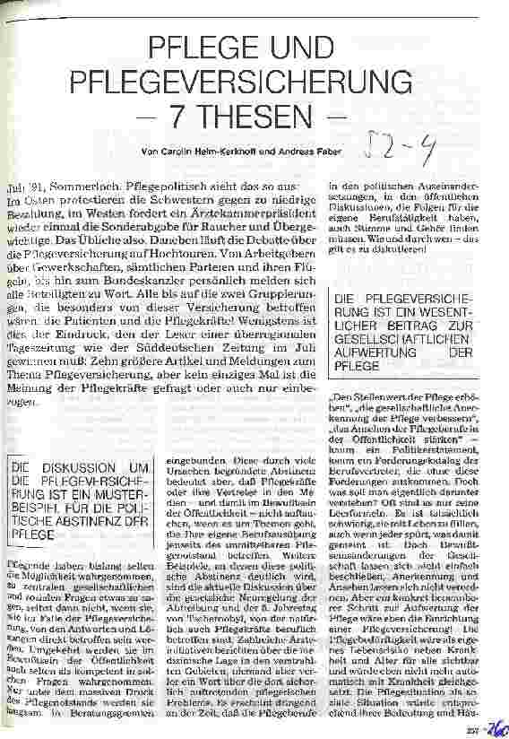 Vorschauseite 1: Pflege und Pflegeversicherung - 7 Thesen